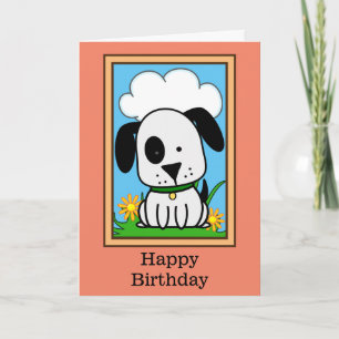 Zwart-Witte Hond Verjaardag Kaart