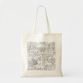 Zwart-witte honden en puppy's patroon tote bag