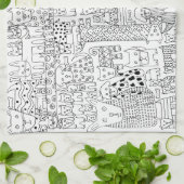 Zwart-witte honden en puppy's patroon trendy theedoek (Gevouwen)