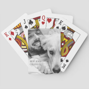 Zwart-witte hondsfoto pokerkaarten