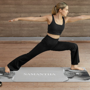 Zwart Witte Hoogland Koe  Monogram naam   Yogamat