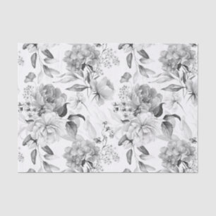 Zwart-witte Hortensia Nederlandse Stilleven Kunst Tissuepapier