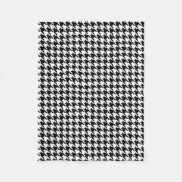Zwart-witte houndstooth fleece deken