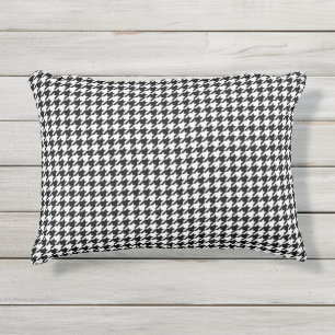Zwart Witte Houndstooth Geruite Stof Buitenkussen