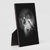 Zwart-witte howling Wolf & Moon Fotoplaat (Zijkant)