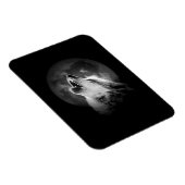 Zwart-witte howling Wolf & Moon Magneet (Rechterzijde)