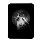 Zwart-witte howling Wolf & Moon Magneet (Verticaal)
