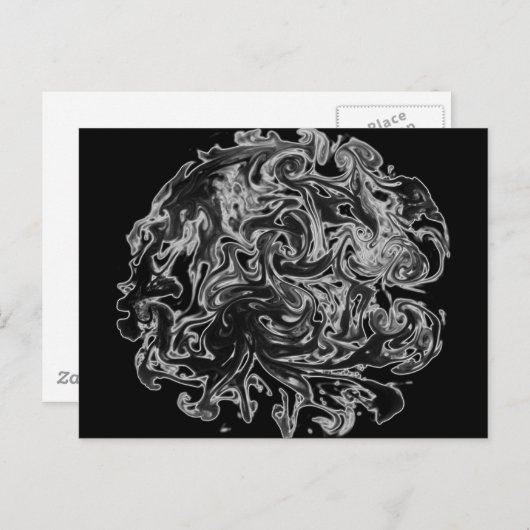 Zwart-witte inkt briefkaart (Voorkant / Achterkant)