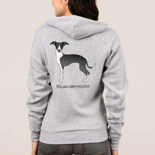 Zwart-witte Italiaanse Greyhound met aangepaste te Hoodie