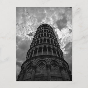 Zwart-witte Italiaanse reisleaningtoren van Pisa Briefkaart