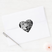 Zwart-witte jaguar hart sticker (Envelop)