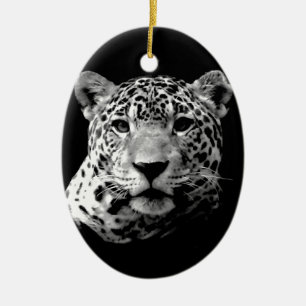 Zwart-witte jaguar keramisch ornament