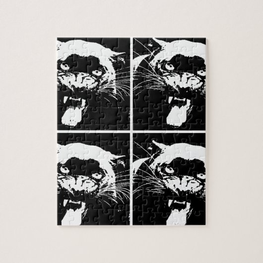 Zwart-witte jaguar legpuzzel (Verticaal)