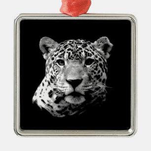 Zwart-witte jaguar metalen ornament