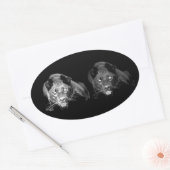 Zwart-witte jaguar ovale sticker (Envelop)