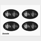 Zwart-witte jaguar ovale sticker (Vel)