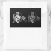 Zwart-witte jaguar rechthoekige sticker (Tas)