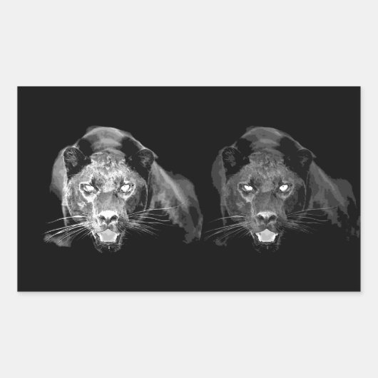 Zwart-witte jaguar rechthoekige sticker (Voorkant)