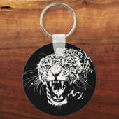 Zwart-witte jaguar sleutelhanger (Voorkant)