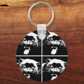 Zwart-witte jaguar sleutelhanger (Voorkant)