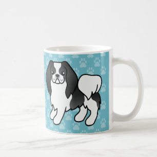 Zwart-witte Japanse Chin Cartoon Hond Koffiemok