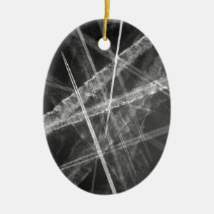 Zwart-witte Jet Trails Keramisch Ornament