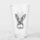 Zwart-witte kabouterkonijn glas (Achterkant)