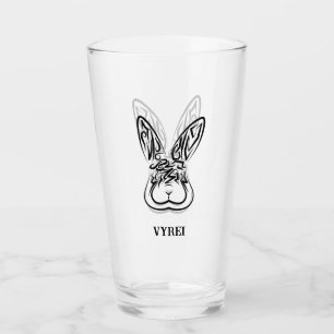 Zwart-witte kabouterkonijn glas