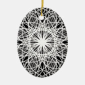 Zwart-witte Kaleidoscoop Flower Star Keramisch Ornament (Voorkant)