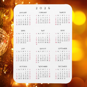 Zwart Witte Kalender voor Koelkast en Keuken 2026  Magneet