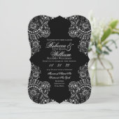 Zwart-witte kant Elegant Gothic Wedding Kaart (Staand voorkant)