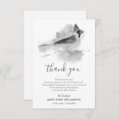 Zwart-witte kardinaal vogel bedankkaart (Voorkant / Achterkant)