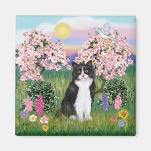 Zwart & Witte Kat - Bloesems Magneet