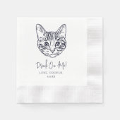 Zwart-witte kat gepersonaliseerde bruiloft servet (Voorkant)