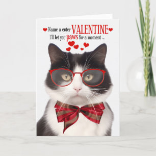 Zwart-witte kat katachtige Humor Valentijnsdag Feestdagen Kaart