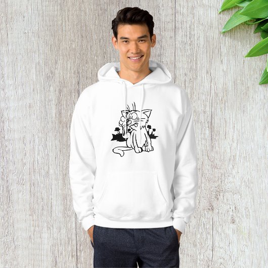 Zwart-witte kat Mannen hoodie