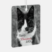 Zwart-witte kat  metalen ornament (Voorkant Rechts)