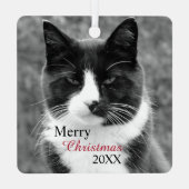 Zwart-witte kat  metalen ornament (Achterkant)