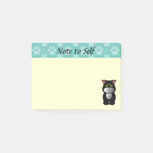 Zwart-witte kat post-it® notes (Voorkant)