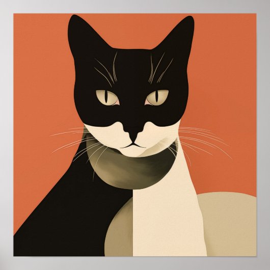 Zwart-witte kat poster (Voorkant)