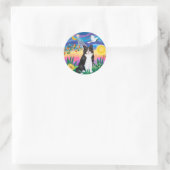 Zwart & Witte Kat - Schemering Ronde Sticker (Tas)