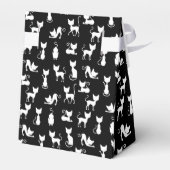 Zwart-witte kat silhouet bedankdoosjes (Achterkant)