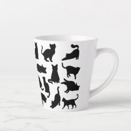 Zwart-witte kat silhouetten latte Mok
