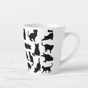 Zwart-witte kat silhouetten latte Mok