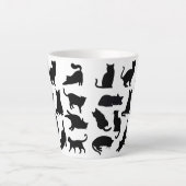 Zwart-witte kat silhouetten latte Mok (Voorkant)