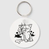 Zwart-witte kat Sleutelhanger (Achterkant)