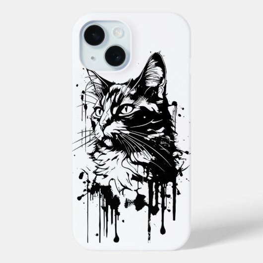 Zwart-Witte Kat Spat  Case-Mate iPhone Case (Achterkant)