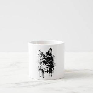 Zwart-witte kat splash espresso kop