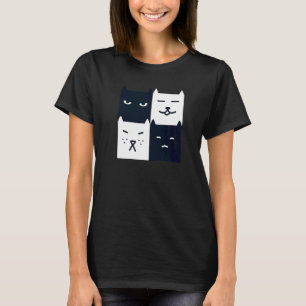 Zwart & Witte Kat Uniek Vierkant Schaakbord Esthet T-shirt