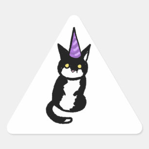 Zwart-witte kat viering sticker
